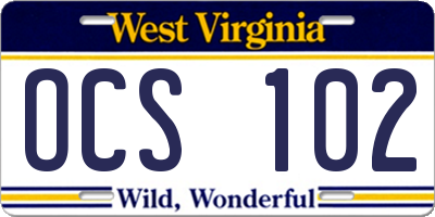 WV license plate OCS102