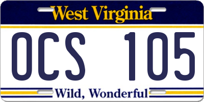 WV license plate OCS105