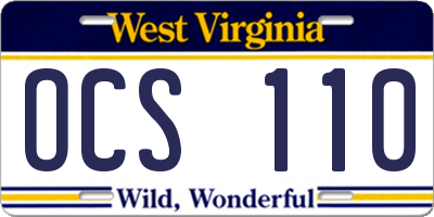 WV license plate OCS110