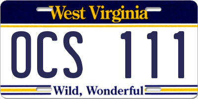 WV license plate OCS111