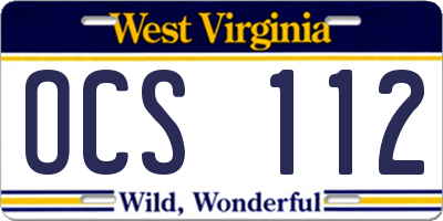 WV license plate OCS112