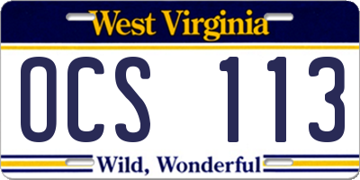 WV license plate OCS113