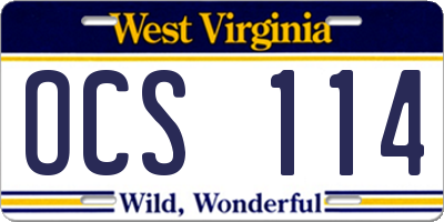 WV license plate OCS114