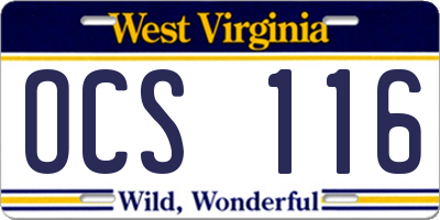 WV license plate OCS116