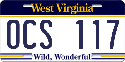 WV license plate OCS117