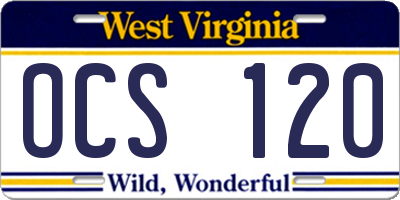 WV license plate OCS120