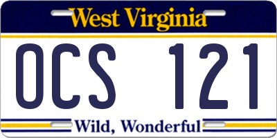 WV license plate OCS121