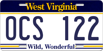WV license plate OCS122