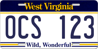 WV license plate OCS123
