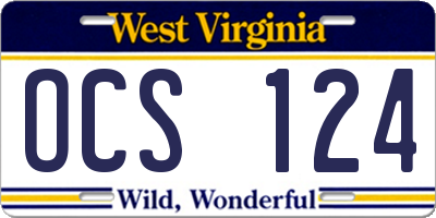 WV license plate OCS124