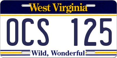 WV license plate OCS125