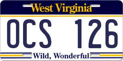 WV license plate OCS126