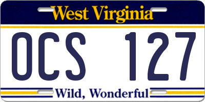 WV license plate OCS127