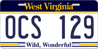 WV license plate OCS129