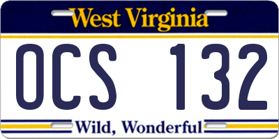 WV license plate OCS132
