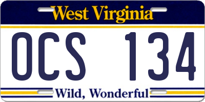 WV license plate OCS134