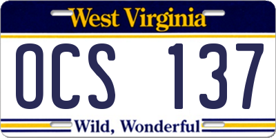 WV license plate OCS137