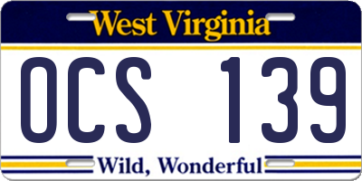 WV license plate OCS139