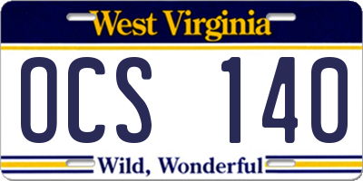 WV license plate OCS140