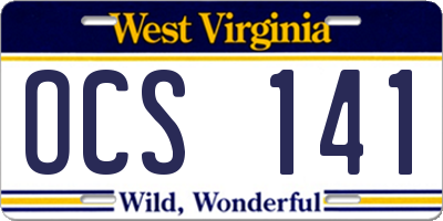 WV license plate OCS141