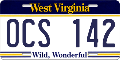 WV license plate OCS142