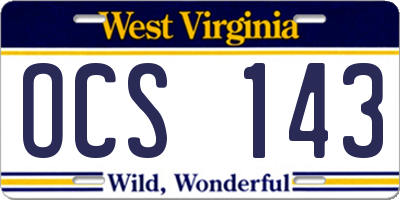 WV license plate OCS143