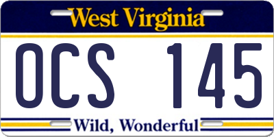 WV license plate OCS145