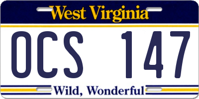WV license plate OCS147