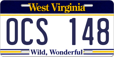 WV license plate OCS148