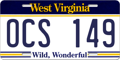 WV license plate OCS149