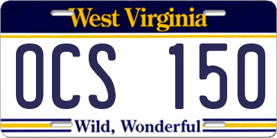 WV license plate OCS150