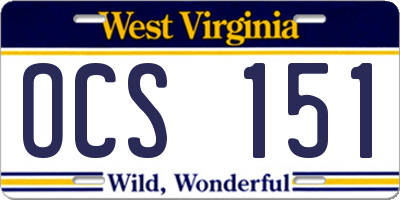 WV license plate OCS151