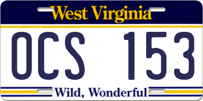 WV license plate OCS153
