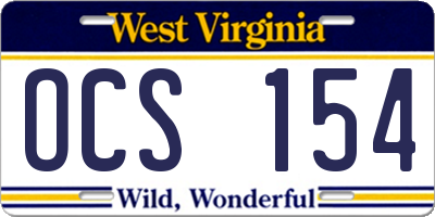 WV license plate OCS154