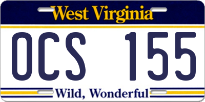WV license plate OCS155