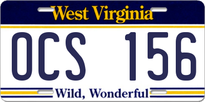 WV license plate OCS156