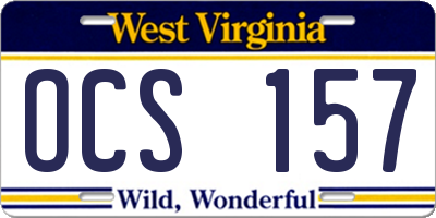 WV license plate OCS157