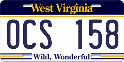 WV license plate OCS158