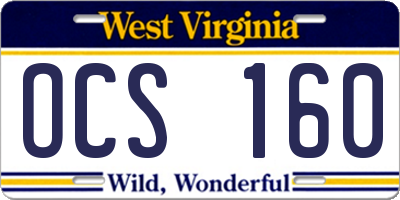 WV license plate OCS160