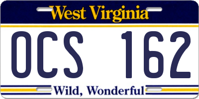 WV license plate OCS162