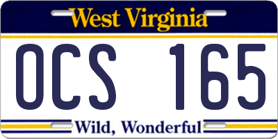WV license plate OCS165