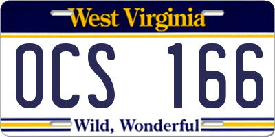 WV license plate OCS166