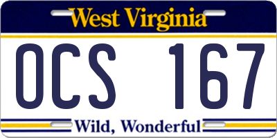 WV license plate OCS167