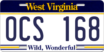 WV license plate OCS168