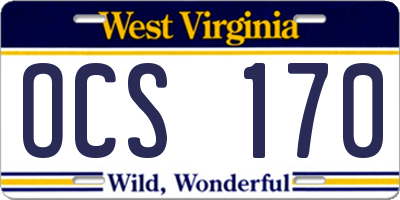 WV license plate OCS170