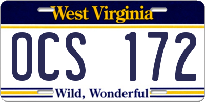 WV license plate OCS172