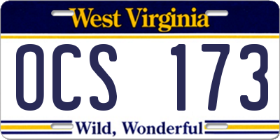WV license plate OCS173