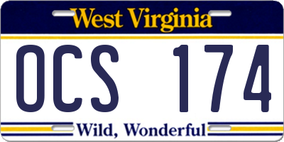 WV license plate OCS174