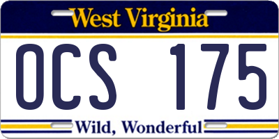 WV license plate OCS175