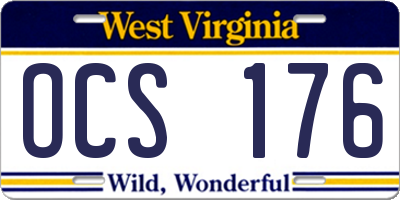WV license plate OCS176